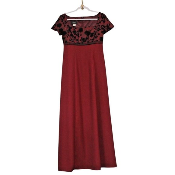 Vintage Empire Waist Gown 4 Petite Wedding Guest Formal Floral Velvet Whimsigoth - Picture 1 of 16